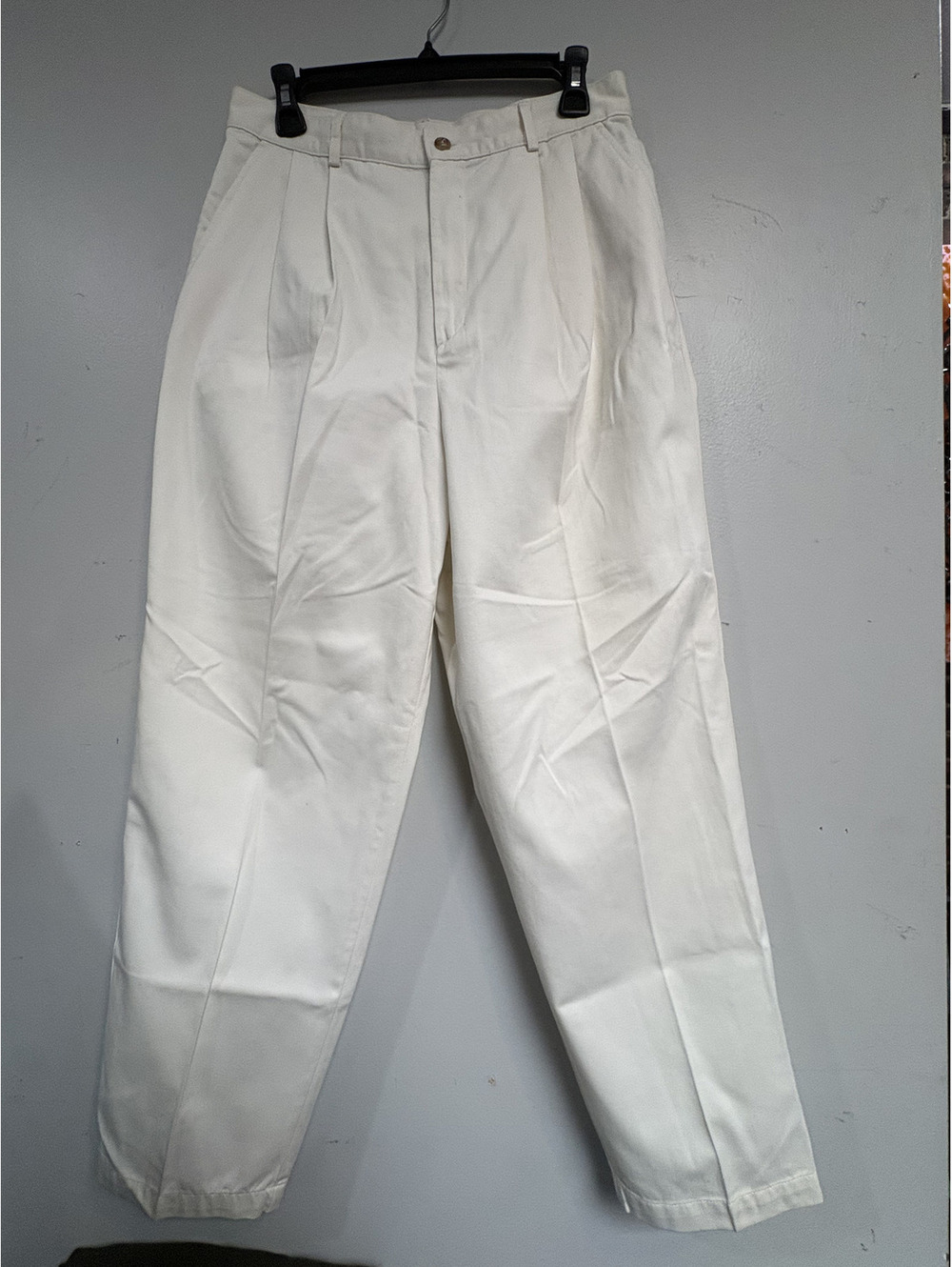 Talbots Cream High-Waisted Pleated Cotton Pants - Classic Elegance!